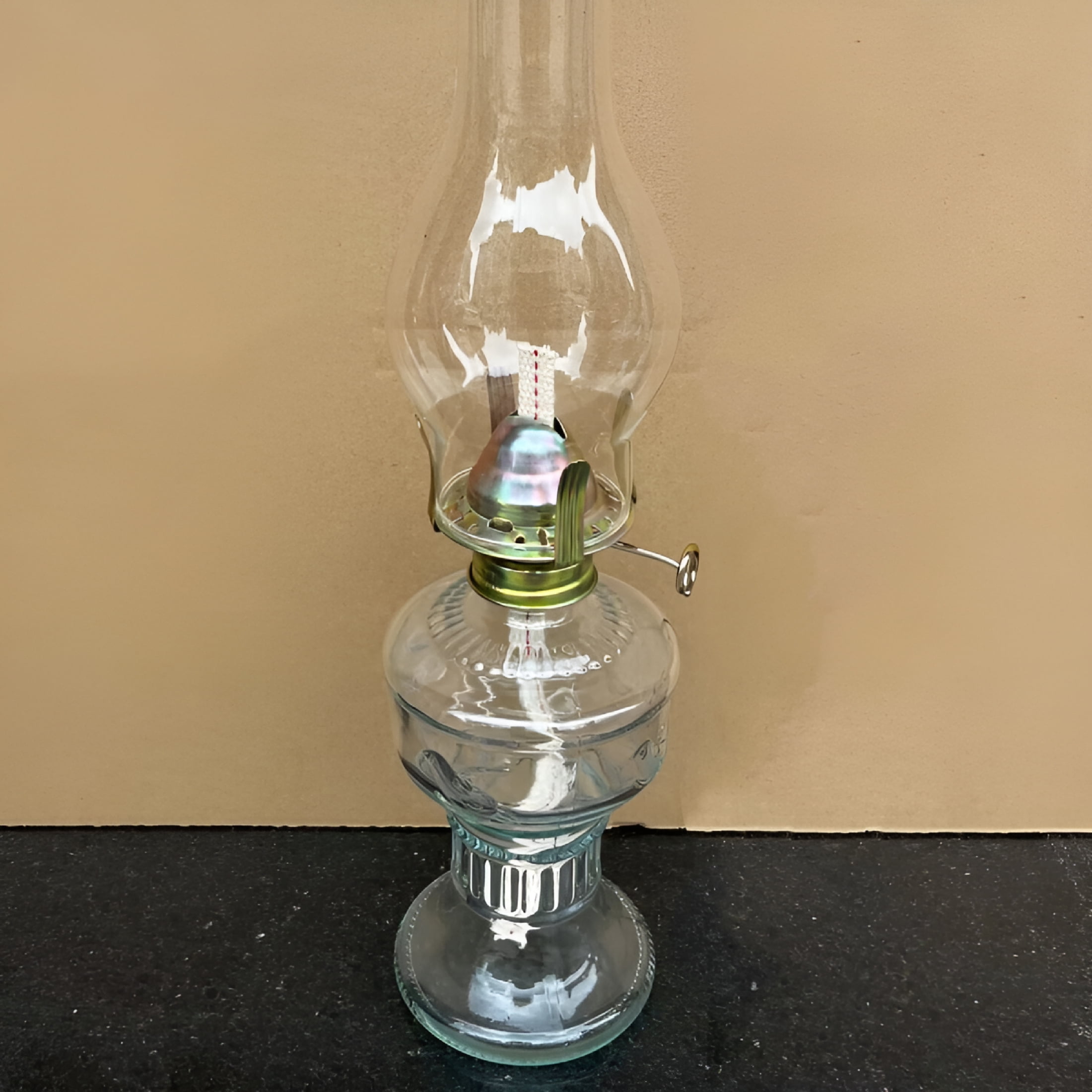 HIBIBUD Rustic Oil Lamp Large Vintage Glass Kerosene Lamp Chamber Oil Lamps for Indoor Use Home Decor Classic Old Hurricane Oil Lamp for Emergency Lighting 12.8''