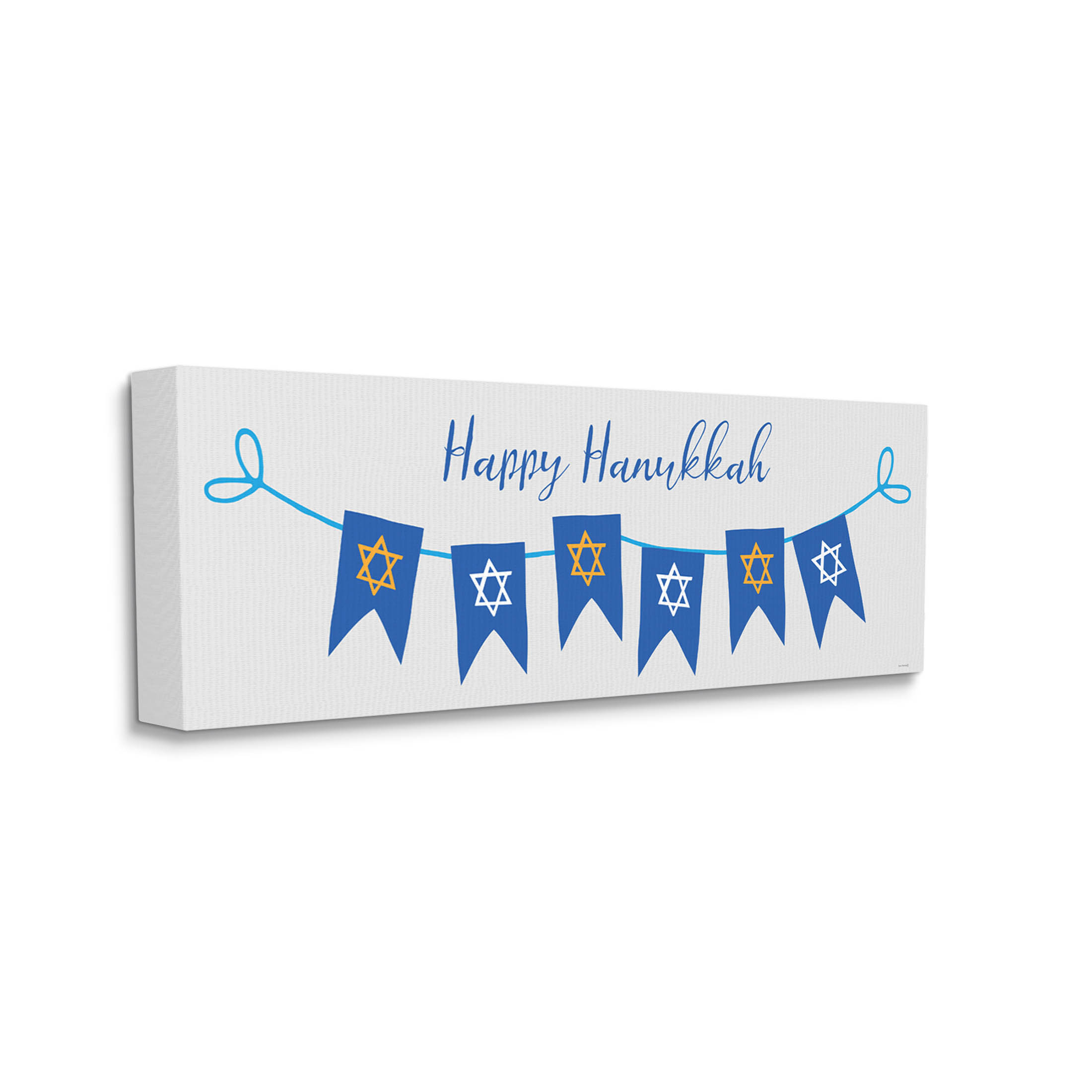 Happy Hanukkah Star Of David Banner Holiday Graphic Art Gallery Wrapped Canvas Print Wall Art