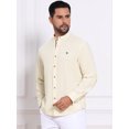 thumbnail image 4 of DARING DIVA Men's Stand Collar Long Sleeves Button Down Linen Shirts M Khaki, 4 of 7