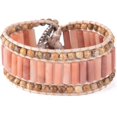 thumbnail image 1 of GHSDFBB Boho Handmade Natural Stone Bead 3 Row Wide Wrap Wrist Statment Bracelet Jewelry Collection, 1 of 7
