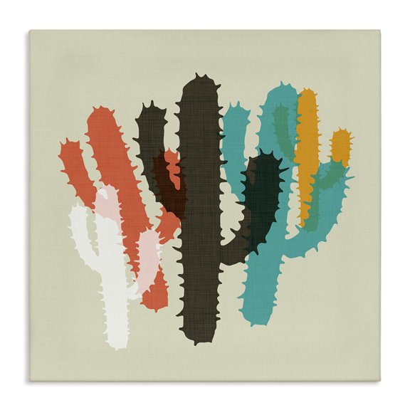 Stupell Industries Southwestern Overlapping Cactus Pattern Canvas Art, 17 x 17, by SD Graphics Studio