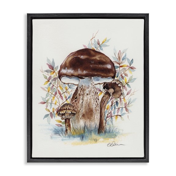 Stupell Industries Rustic Lodge Woodland Mushrooms Triplet Black Floating Frame Canvas Art, 17 x 21, by Cady Driver