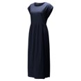 thumbnail image 2 of Innerwin Dresses Crew Neck Ladies Dress Beach Solid Color Loose Sundress Dark Blue 2XL, 2 of 5