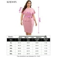 thumbnail image 5 of Yesfashion Women Plus Size Bodycon Elegant Midi Dress Peplum Business Office Sheath Cocktail Dress With Belt, 5 of 5