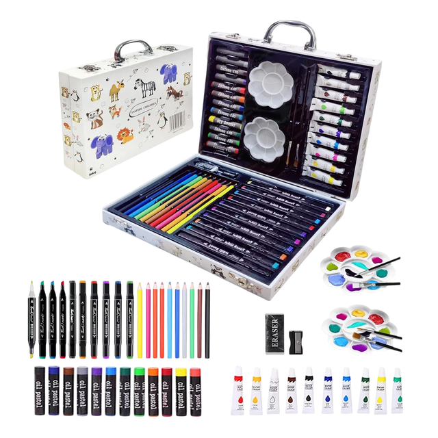 Set De Arte Belug Dibujo Colores Marcadores Lápices 50pcs BLANCO ANIMALES