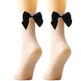 thumbnail image 4 of JeashCHAT Women Mesh Breathability Big Bow Net Socks Short Fishnet Thin Socks Stockings, 4 of 7