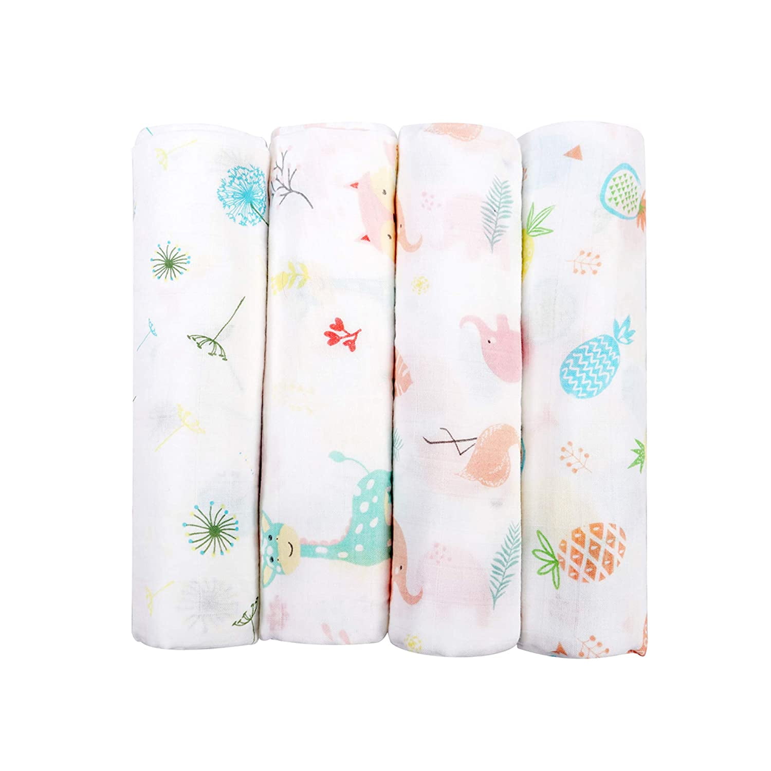 Viviland 4 Pack Muslin Baby Swaddle Blankets Bamboo Cotton Receiving