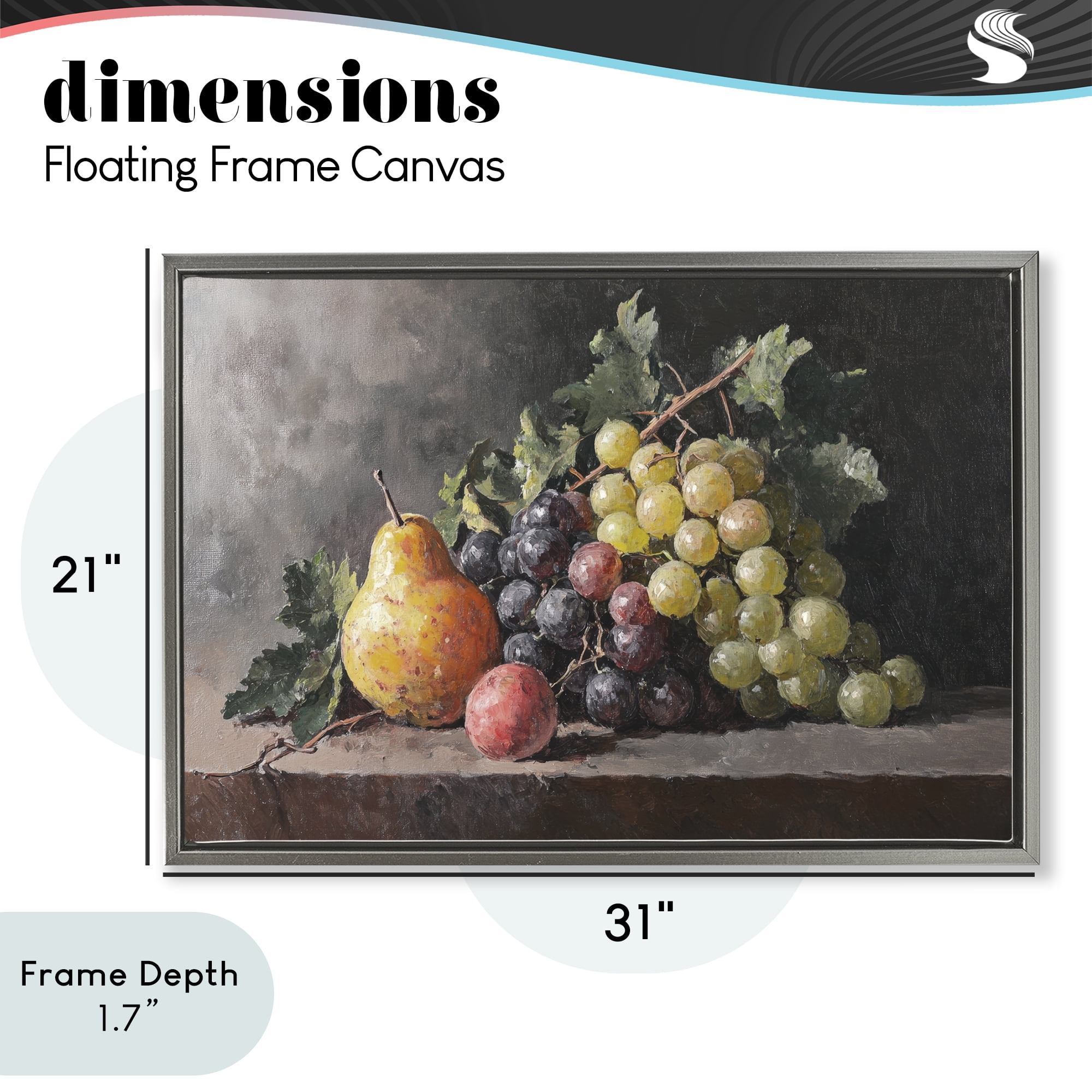 Stupell Industries Bountiful Fruit Classic Still Life Gray Framed Floater Canvas Wall Art, design by Petal Prints Design
