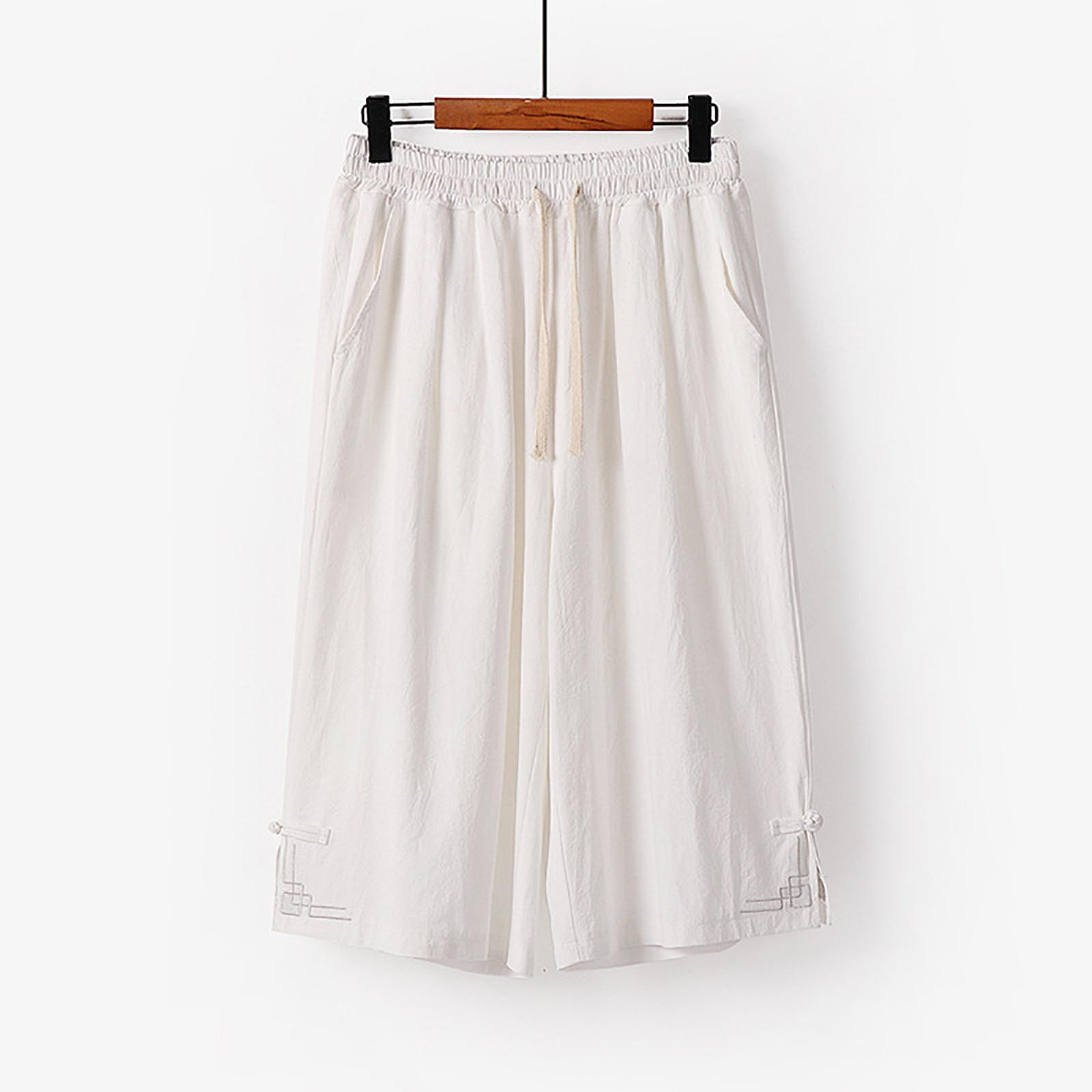 Men's Pants Summer Linen Casual Harem Cotton Cropped Linen Trousers ...