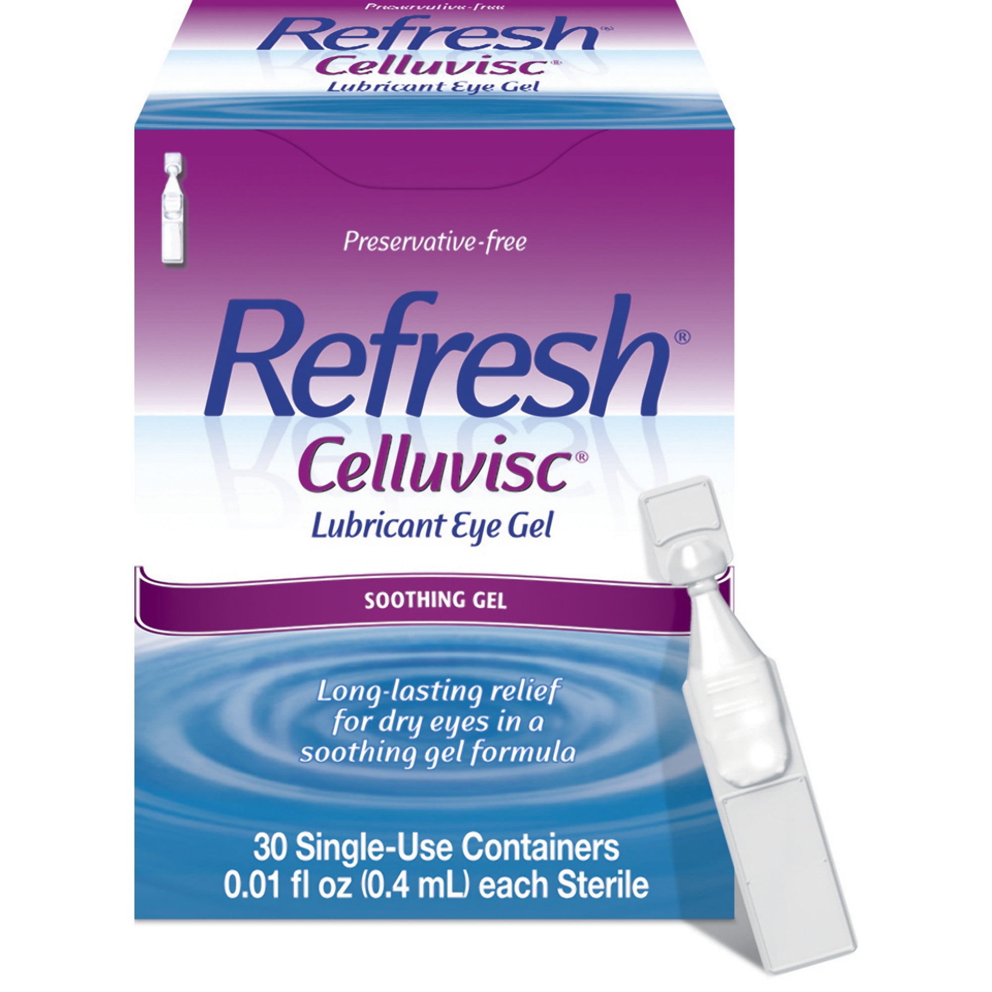 Refresh Celluvisc Lubricant Eye Gel Preservative-Free Artificial Tears, 0.4 ml, 30 Count