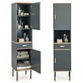 thumbnail image 1 of Gymax Tall Bathroom Storage Cabinet Freestanding Narrow Linen Tower w/ Doors & Drawer, 1 of 9