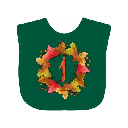 

Inktastic 1st Birthday Fall Leaves Wreath Gift Baby Boy or Baby Girl Bib