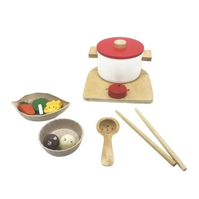 1 Set Wood Hotpot Cooking Toy Adorable Food DIY Kitchen Toy for Kids Children (Hot Pot Combination)