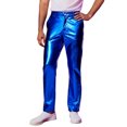 thumbnail image 3 of KKBOTIVE Mens Metallic Disco Pants, Carnival Party Dance Rave Pants, Fashion Straight Leg Trousers 70s/80s Festive Pant, Blue Size: XXXL, 3 of 5