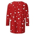 thumbnail image 4 of Aobny Holiday Blouses for Women Valentine Heart Blouse 3/4 Sleeve Pullover Crew Neck Red Plus Size Going Out Tops,XXL, 4 of 5