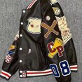 thumbnail image 2 of 2025 New Embroidered Racing Suit Motorcycle Leather Jacket Baseball Suit Men'S Women'S Loose Spring Hip Hop Style Y2k Jacket E M, 2 of 6