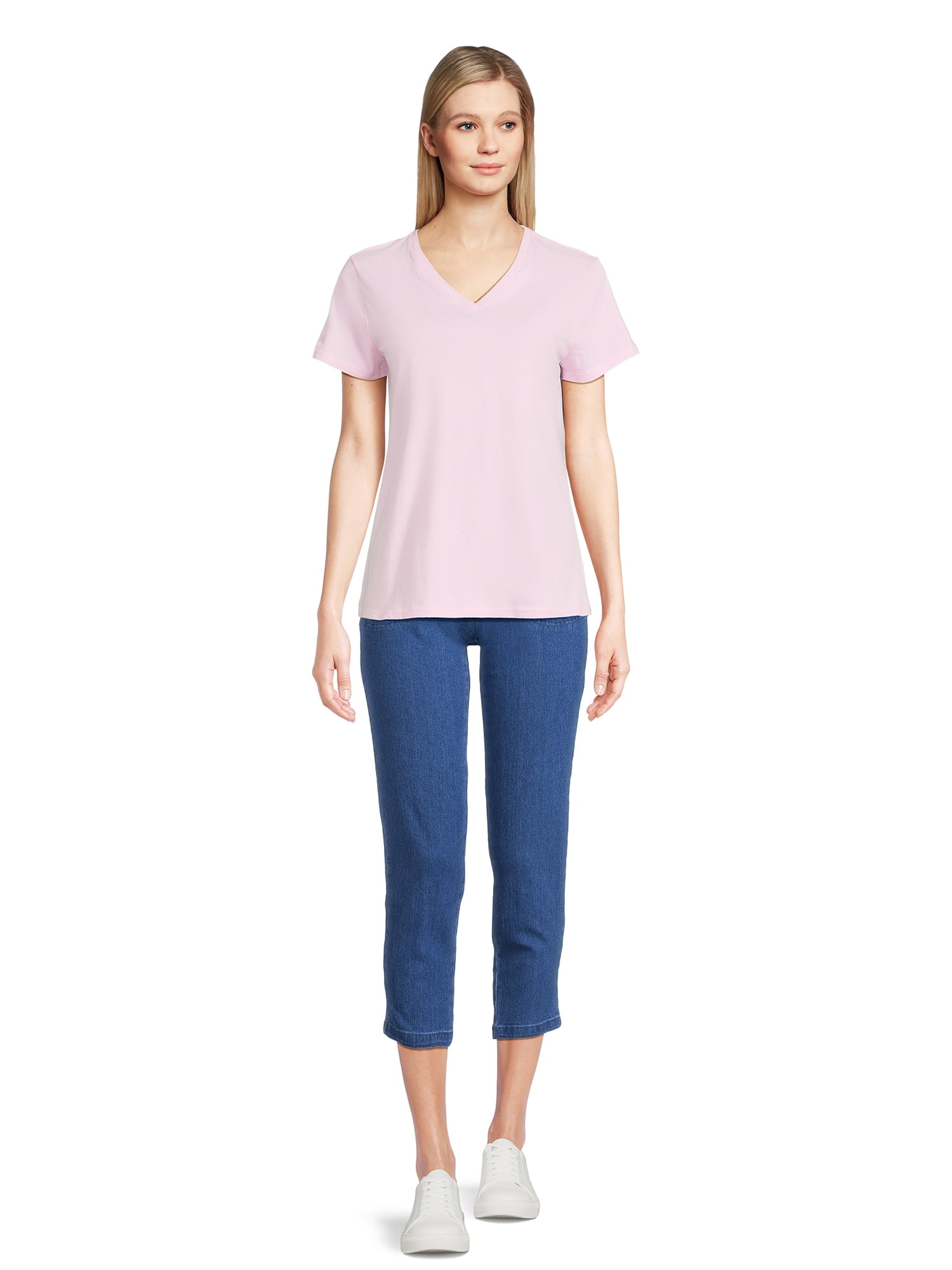 RealSize Women's V-Neck Graphic Tee with Short Sleeves, Sizes XS-3XL