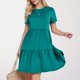 thumbnail image 3 of Vestido largo con volantes en colores lisos para mujer: manga corta, fluido, cómodo, versátil para fiestas/playa, tallas S-XXL., 3 of 6