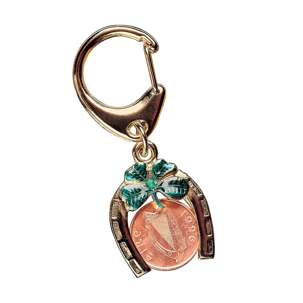 Irish 2 Pence 4 Leaf Clover Cut Coin- Charm Or Keychain Luck Ball Marker