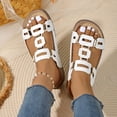 thumbnail image 3 of Rokment Women's Platform Wedge Walking Sandals Beach Summer Fashion Geometric Leather Cork Footbed Comfortable Slip on Dress Slides Casual Shoes White Size 9, 3 of 7