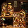 thumbnail image 3 of DIY Dollhouse Set With LED Lighting ,Miniature Wooden Town House with Furnitures ,Handmade Assembly Doll House Model Building Set Creative Gift Toys, 3 of 16