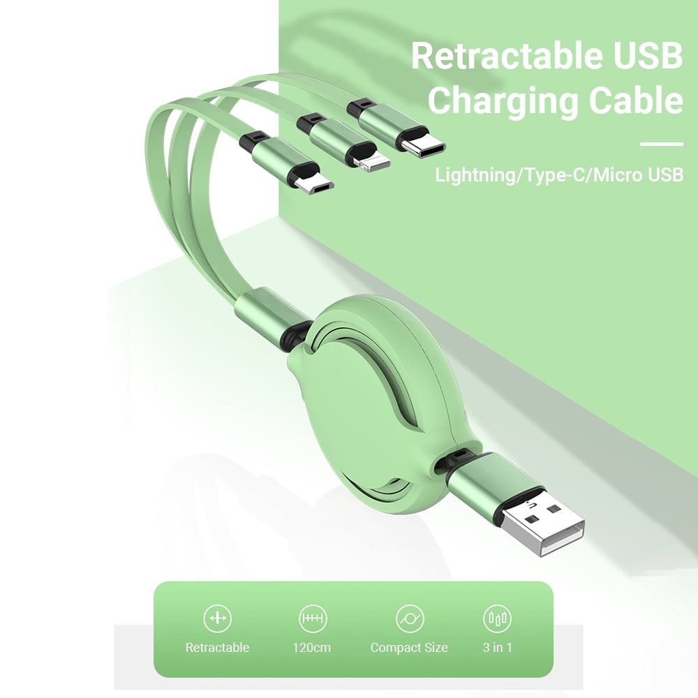 Type C Multi Charging Cable Popular Goat Cartoon Multi 3 in 1 Retractable Retractable Multi USB Charging Cable with Micro USB//Type C Compatible with Cell Phones Tablets and More