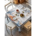 thumbnail image 2 of Blue Coastal Suqare Tablecloth - 54 x 54 Inch, Summer Beach Starfish Weeping Eucalyptus Wooden Waterproof & StainResistant Tablecloth, Washable Oil-proof Table Cover for Dining/Party/Wedding/Buffet, 2 of 9