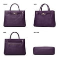 thumbnail image 6 of Woven Bag for Women Shoulder Purse: Vegan Leather Handbag - Handmade Tote Bag - Elegant Satchel Bag with Bowknot (Purple Color), 6 of 7