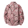 thumbnail image 6 of GrmtClth Autumn Mens Leaf Camo Retro Lapel Trucker Jacket Long Sleeve Snap Placket Loose Fit Fall Daily Outerwear Pink S, 6 of 7