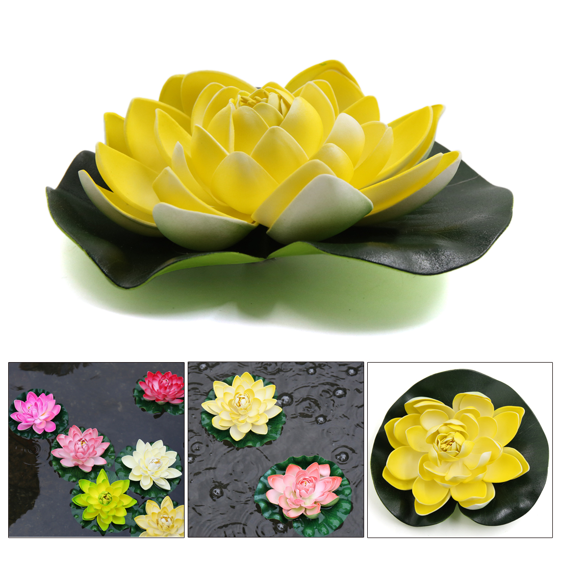 Yellow Foam Lotus Flower Aquarium Pond Decor Floating Plant Ornament