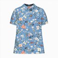 thumbnail image 4 of TOWMUS Linen Shirts Women Women's Summer Doll Neck Top With Print Short Sleeve Pullover Top Casual Shirts for Women Womens Tops Blue, 4 of 4