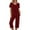 Wine, variant on yievot Pajama Sets for Women Short Sleeve Shirt with Capri Pants Sets Solid Loungewear Sleepwear Pajamas Two Piece Outfits for Women