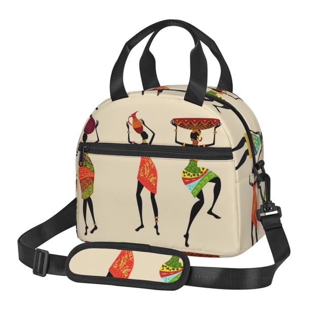 Balery African Women Bolsa de Almuerzo Impresa, Caja de Almuerzo Reutilizable, Bolsa Térmica Aislada para Almuerzo, Bolsa Antiderrames