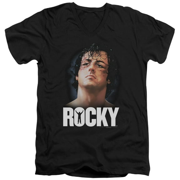 Rocky The Champ Adult V-Neck T-Shirt Black