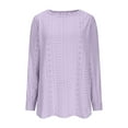 thumbnail image 6 of Aofany Eyelet Blouses for Women Dressy Casual Long Sleeve Shirts Crew Neck Fall Trendy Tops, 6 of 8