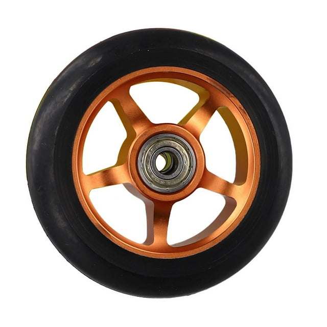 Mosiee Roues en Pu pour Trottinette Électrique 100Mm avec Roulements Moyeu de Roue en Alliage d'Aluminium pour E-Scooter Haute Élasticité Roue avant Arrière