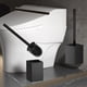 thumbnail image 2 of Escobilla de baño con mango de acero inoxidable | Limpiador de inodoros compacto moderno para baño | Cepillo de cerdas largas | Base antideslizante duradera | Gris Blanco | 13.6 pulgadas | 1 Paquete, 2 of 9