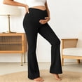 thumbnail image 2 of Gyujnb Cross V Waist Maternity Bootcut Jeans Stretch Denim High Waist Belly Support Slim Flared Pregnancy Daily Trousers,XL, 2 of 5