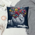 thumbnail image 2 of Leisuo  Lion Throw Pillow Covers Adorable Animal with Beautiful Flower Wreath Farmhouse Decorative Cushion Cover Square Accent Pillow Cases for Sofa Couch White, 2 of 5