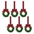 thumbnail image 5 of Dserfhy 6 Pcs Small Christmas Wreath with Ribbon Artificial Cabinet Wreath with Red Berries Pine Cones for Home Kitchen Window Door Decor, 5 of 8