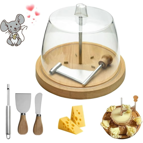 2026 New Cheese Curler Flower Maker Wheel Slicer, Cheese Curler Wheel with Lid Handle, Stainless Steel Cheeses Shaver with Punch Tool, for Home, Cafes, and Dessert Shops (With Lid Shape-A)