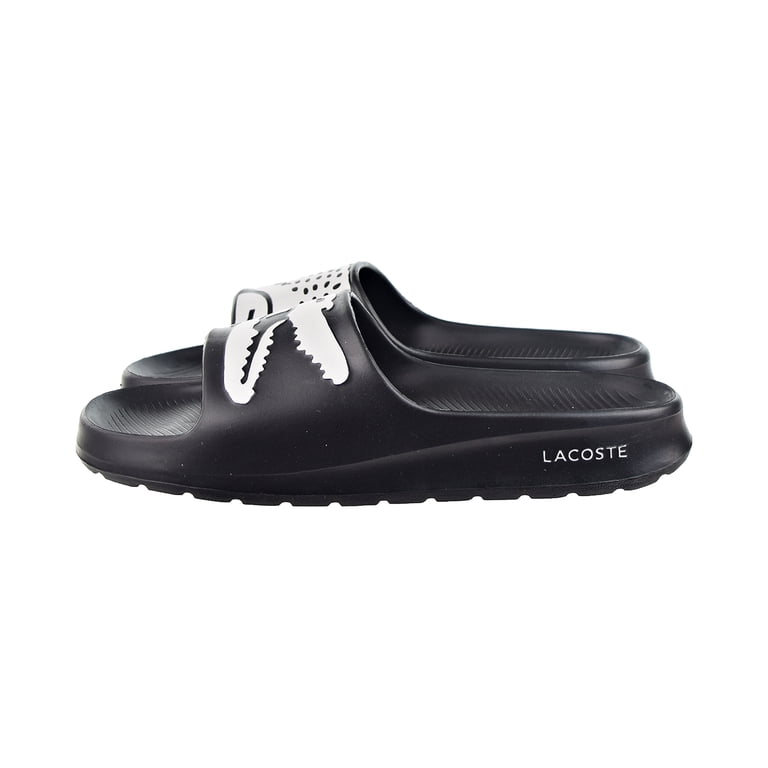 Lacoste Men's Croco 2.0 Slide Sandals, Synthetic, Black/White