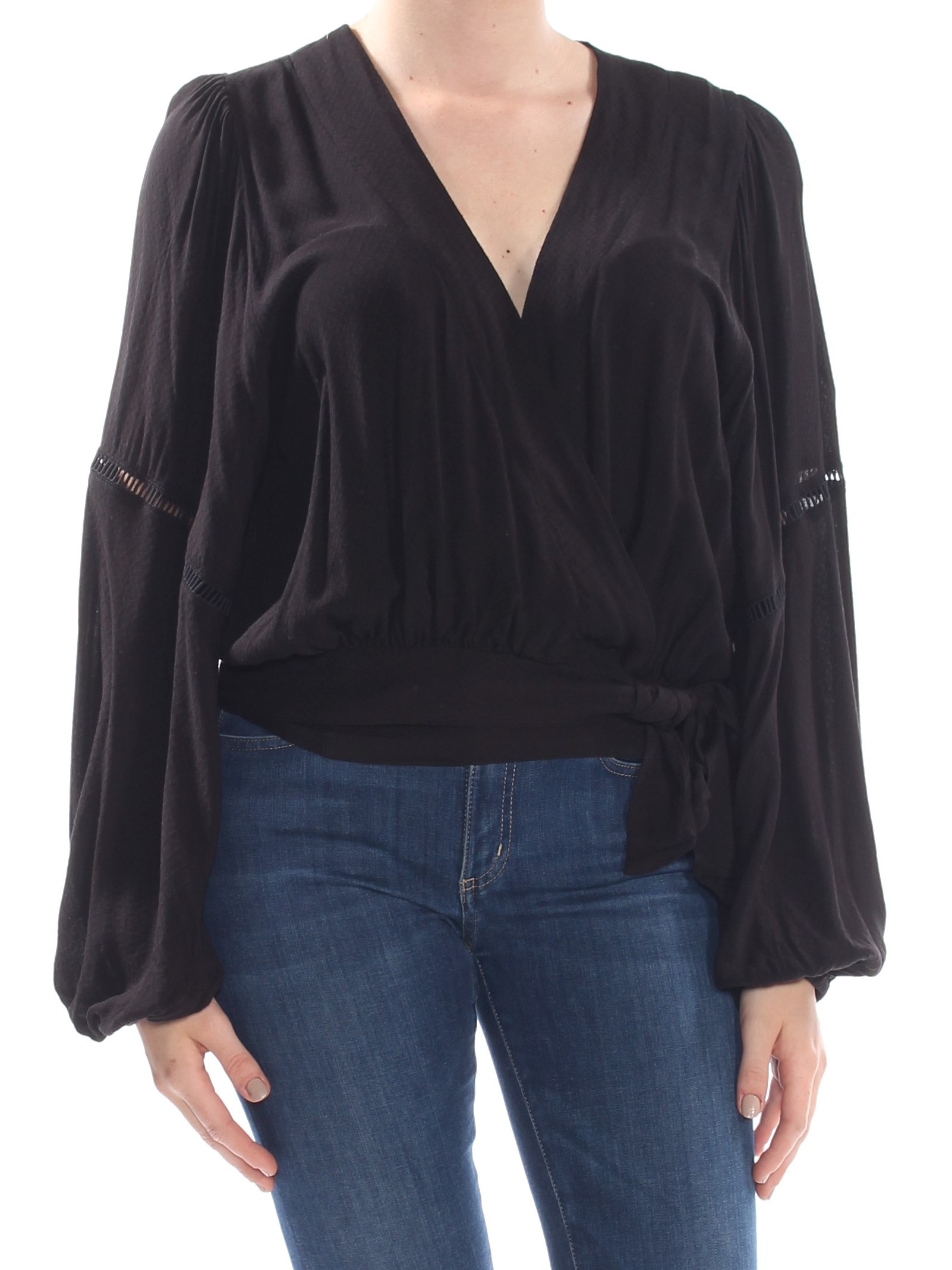 long sleeve v neck wrap top