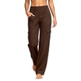 thumbnail image 5 of Inleife Women Solid Cargo Yoga Pants High Waist Flared Workout Trousers Multi Pockets Casual Daily Loungewear, 5 of 6