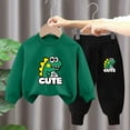 thumbnail image 3 of Toddler Tracksuit Girl 4T 2PCS Fall Loungewear Outfits Cute Print Crewneck Long Sleeve Sweatshirt Joggers Pants 3-9T, Army Green, 6 Years, 3 of 3