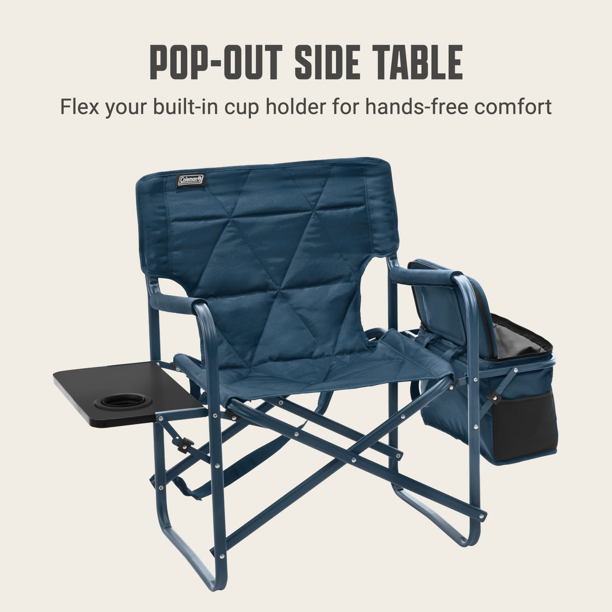Flex 'N Go Outdoor Folding Chair for Camping with Table & Cooler