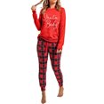 thumbnail image 1 of ABPHQTO Conjunto de pijama de dos piezas con estampado de cuadros rojos de Santa Baby para mujer, 1 of 5