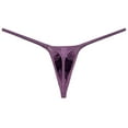 thumbnail image 2 of Botmois Mens Minimum Coverage T-back Pouch Enhancing Thong Shiny Bikini Bulge Pouch Underwear Purple L, 2 of 3