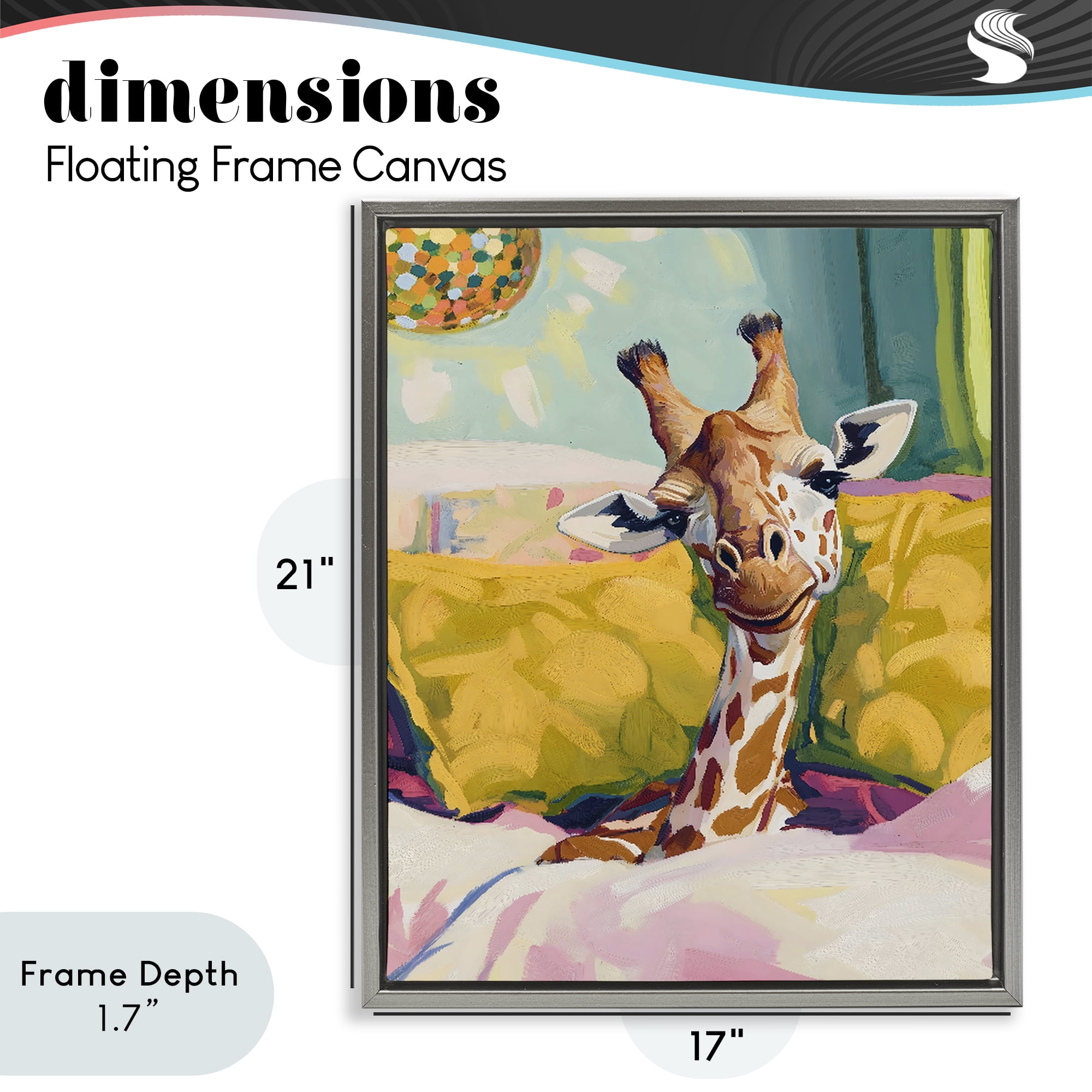 Stupell Industries Cozy Giraffe in Bed Gray Framed Floater Canvas Wall Art, design by The Prints Vibe