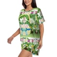 thumbnail image 2 of Kdxio Graphic Easter Easter Basket Print Pajamas Sets for Women Short-Sleeved Pjs with Lounge Shorts Two Piece Sleepwear S-4XL, 2 of 8